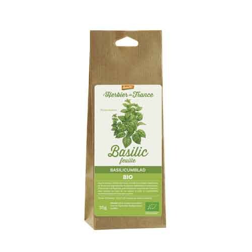 Organic basil leaves
