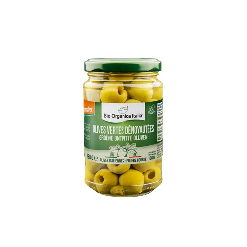 Olives vertes dénoyautées en saumure 280g Bio