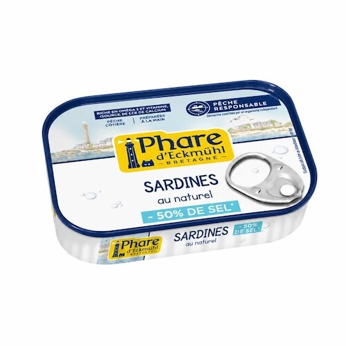 Bretagnische Sardinen natur mit 50 % weniger Salz 115 g