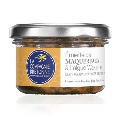 Emietté de maquereaux à l'algue Wakamé, curry rouge et écorce de mandarine 90g